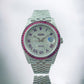 ROLEX DATEJUST 41 FULL ICED OUT – RUBY BEZEL - RED ROMAN DIAL