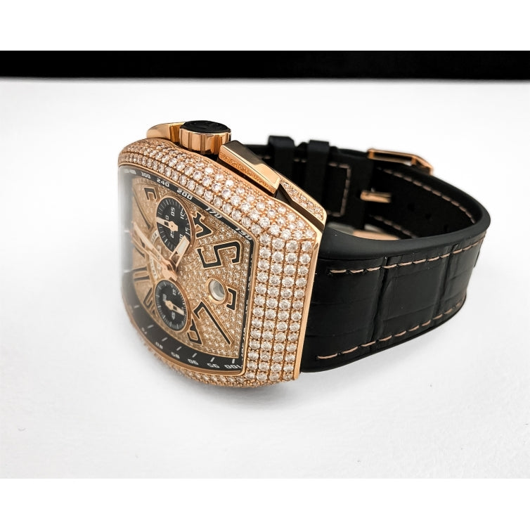 Franck Muller Yachting fully iced Rose gold