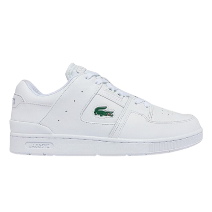 حذاء رياضي رجالي Lacoste Court Cage من الجلد باللون الأبيض